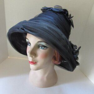 Astounding Vintage 1960 Era Hat Black Net Cone Shape